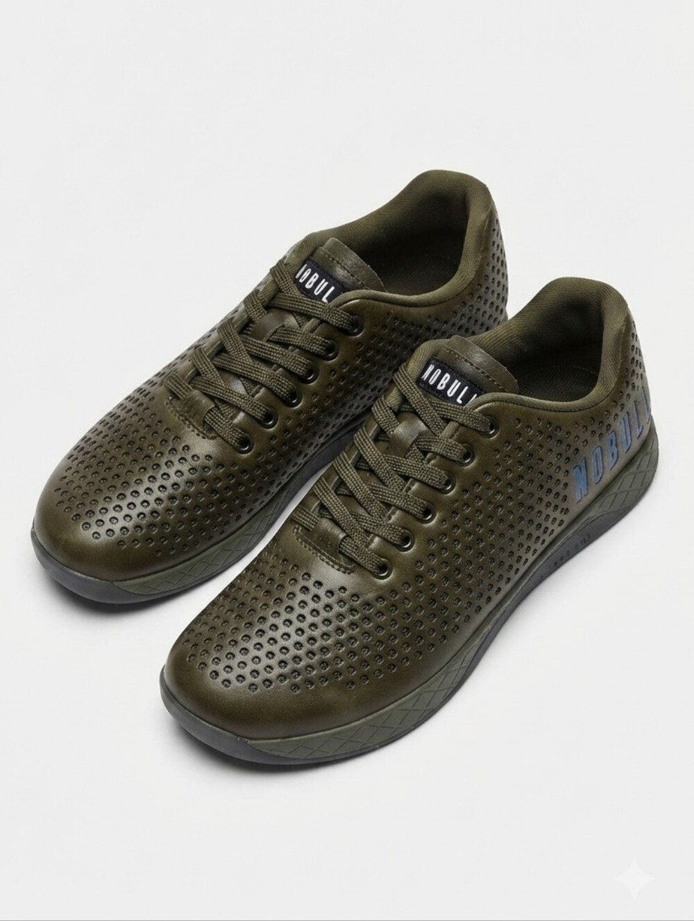 NOBULL Trainer Olive Green Perforated Leather Cross Training Shoes Women's Size